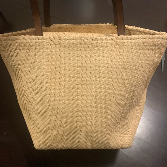 Mena New York Straw Bag with Blue Fringe - Picture 2 of 10